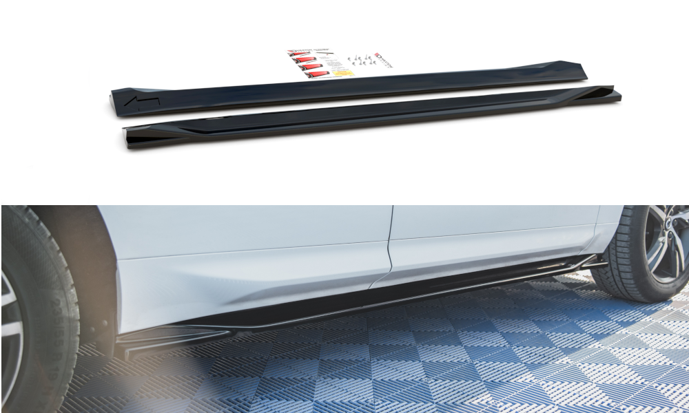 Image of Side Skirts Diffusers Volvo XC60 MK2 R-Design - Gloss Black