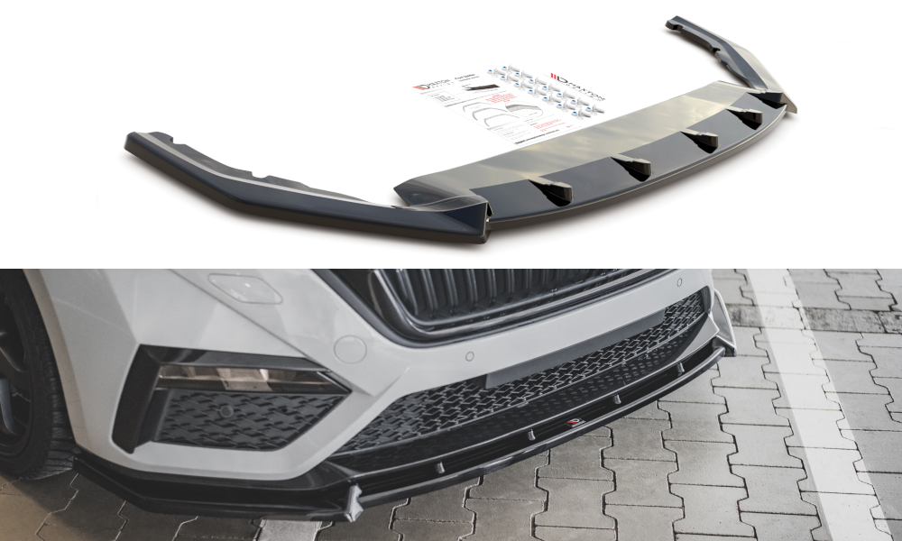 Image of Front Splitter V.1 Skoda Octavia RS MK4 - Gloss Black