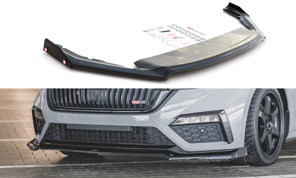 Image of Front Splitter + Flaps V.2 Skoda Octavia RS MK4 - Not Primed V2