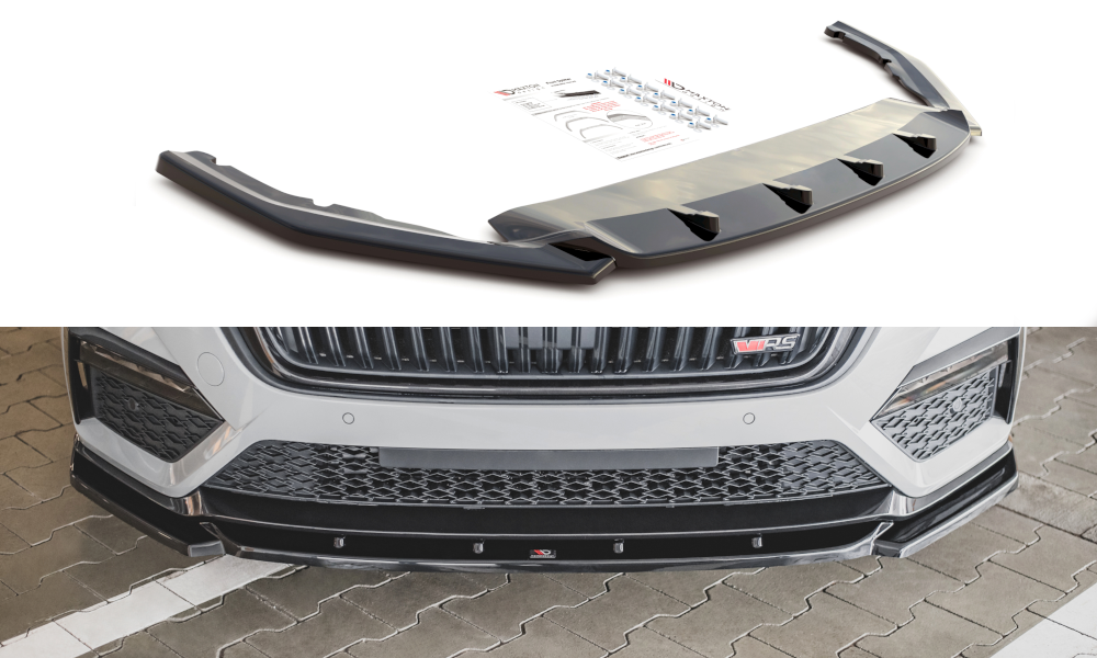 Image of Front Splitter V.3 Skoda Octavia RS MK4 - Gloss Black