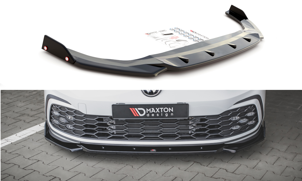 Image of Front Splitter + Flaps V.2 Volkswagen Golf 8 GTi-Not Primed V3