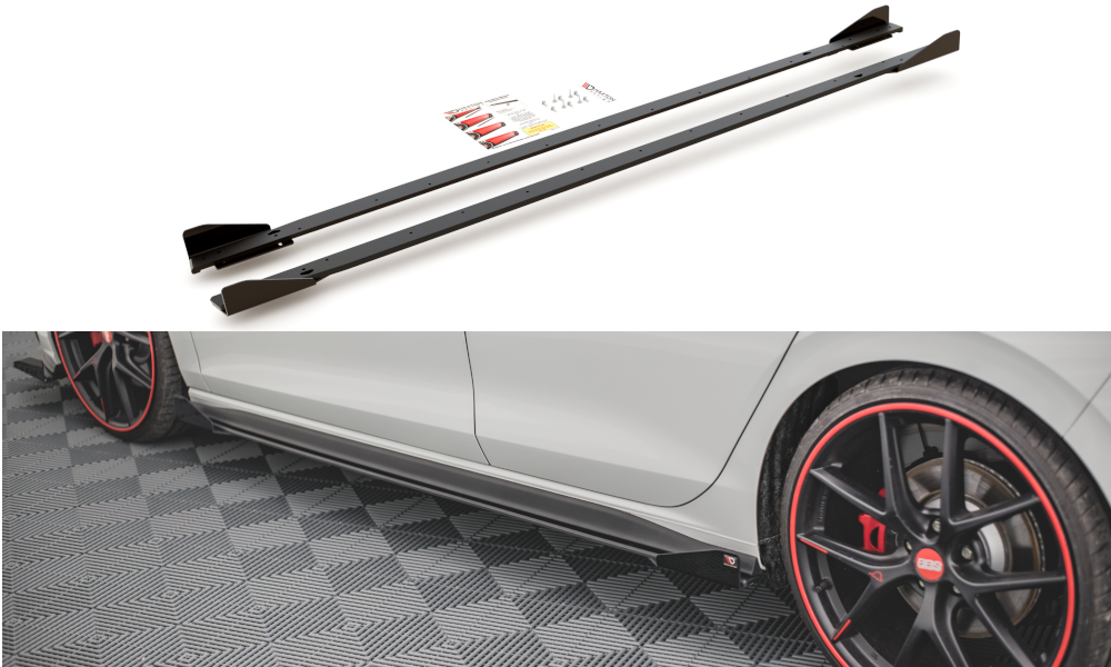 Image of Side Skirts Diffusers+Flaps VW Golf 8 GTi/GTi Clubsport-GB V2