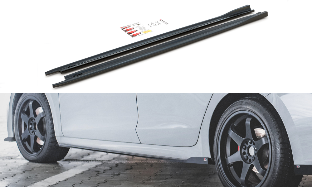Image of Side Skirts Diffusers V.3 Skoda Octavia RS MK4 - Gloss Black