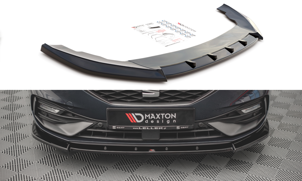 Image of Front Splitter V.1 Seat Leon Fr MK4 - Gloss Black