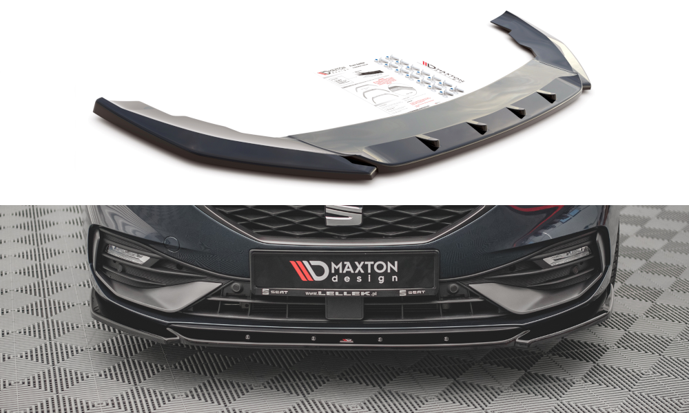 Image of Front Splitter V.2 Seat Leon Fr MK4 - Gloss Black