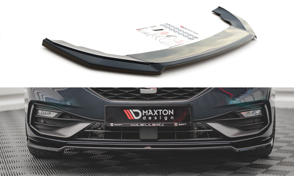 Image of Front Splitter V.4 Seat Leon Fr MK4 - Gloss Black