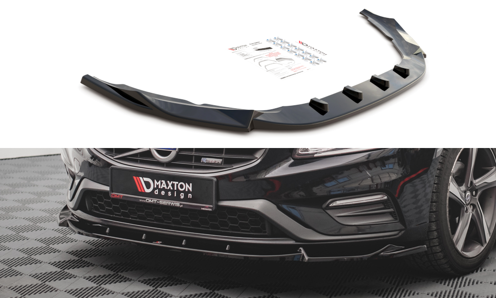 Image of Front Splitter V.1 Volvo S60 R-Design MK2 - Gloss Black