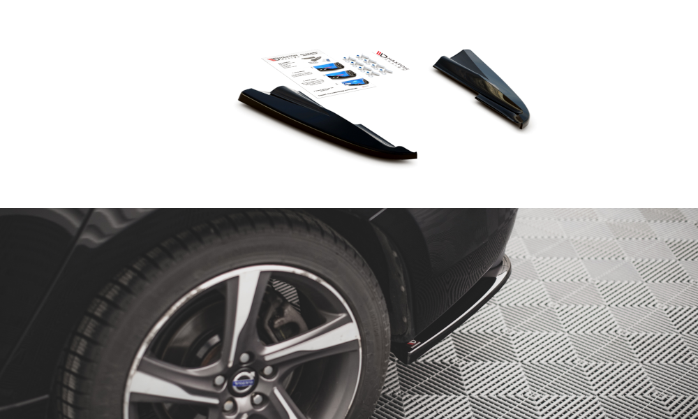 Image of Rear Side Splitters Volvo S60 R-Design MK2 - Gloss Black