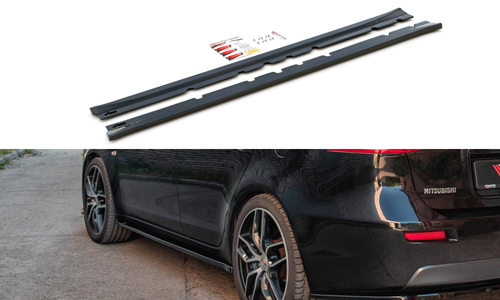 Image of Side Skirts Diffusers Mitsubishi Lancer MK8 - Gloss Black