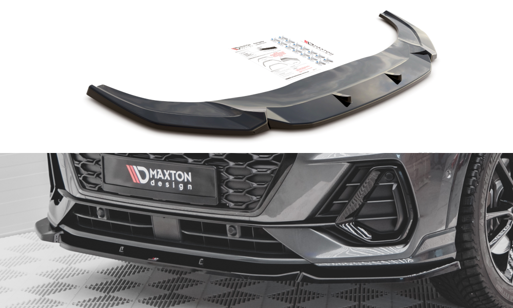 Image of Front Splitter V.1 Audi Q3 Sportback S-Line - Gloss Black