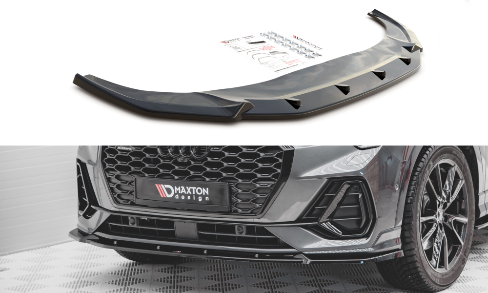 Image of Front Splitter V.2 Audi Q3 Sportback S-Line - Gloss Black