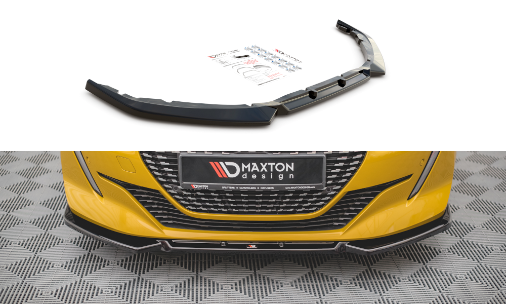 Image of Front Splitter V.1 Peugeot 208 MK2 - Gloss Black
