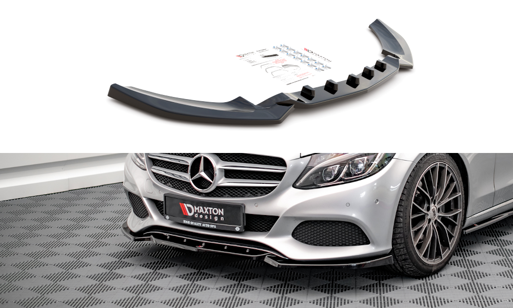 Image of Front Splitter Mercedes-Benz C W205 - Gloss Black