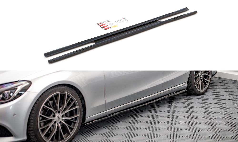 Image of Side Skirts Diffusers Mercedes-Benz C W205 - Gloss Black