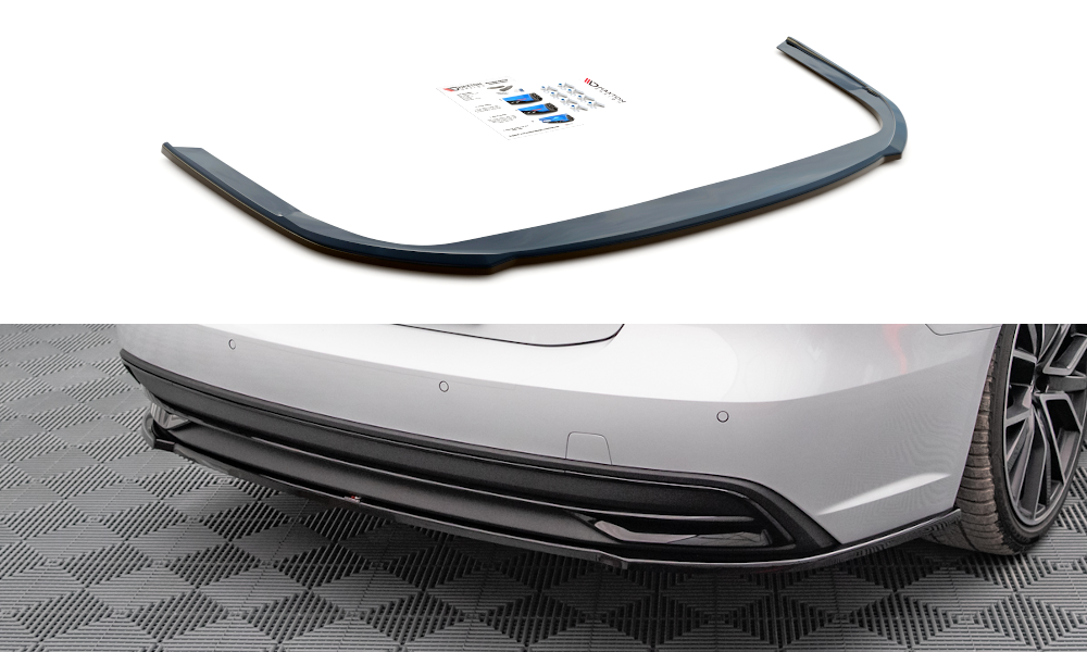 Image of Central Rear Splitter For Audi A7 C8 - Gloss Black