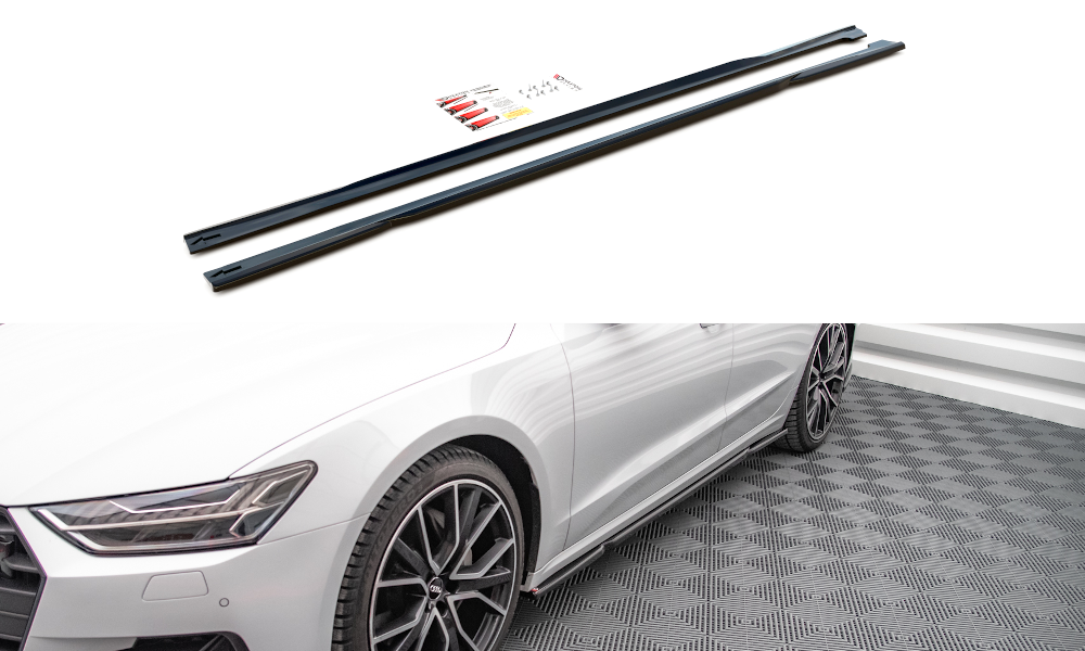 Image of Side Skirts Diffusers Audi A7 C8 - Gloss Black