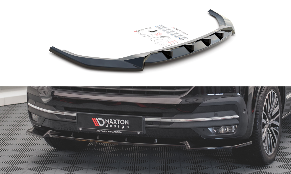 Image of Front Splitter V.1 Volkswagen T6 Facelift - Gloss Black