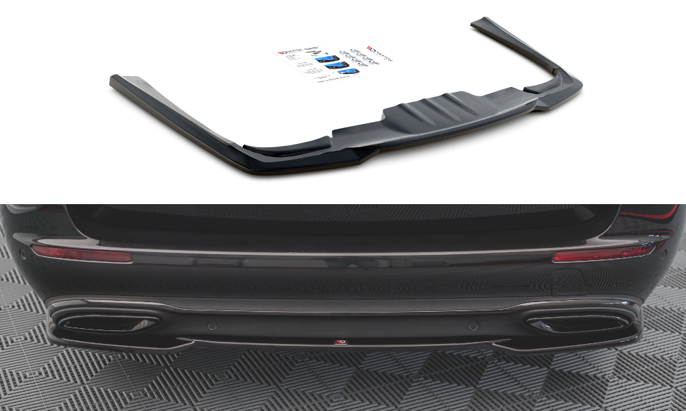 Image of Central Rear Splitter For Mercedes-Benz E W213 - Gloss Black