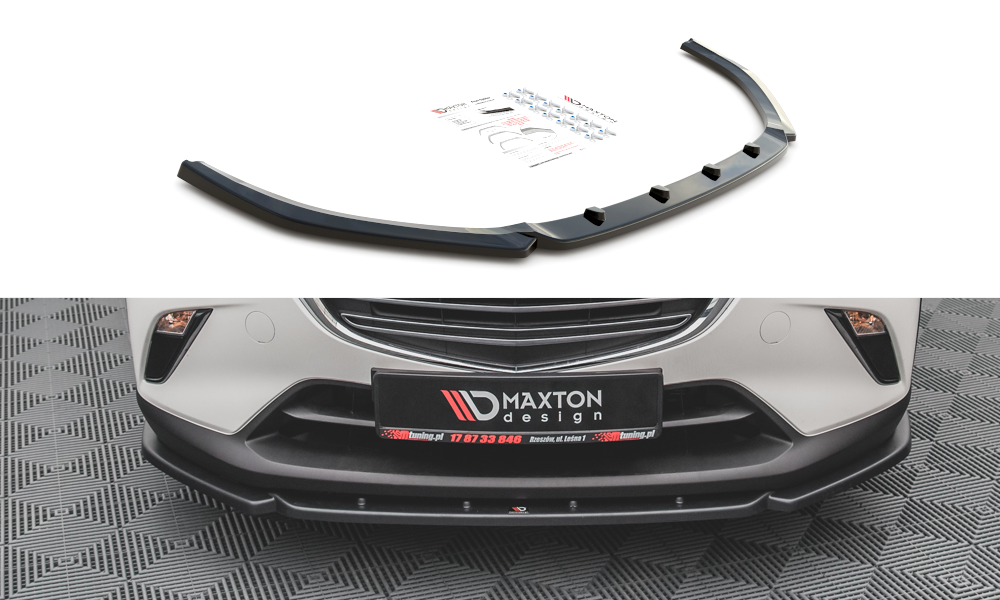 Image of Front Splitter V.2 Mazda CX-3 - Gloss Black