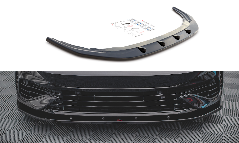 Image of Front Splitter V.1 Volkswagen Golf R MK8 - Gloss Black