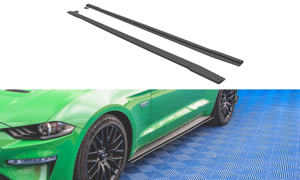 Image of Side Skirts Diffusers V.1 Ford Mustang GT MK6 Facelift-Black