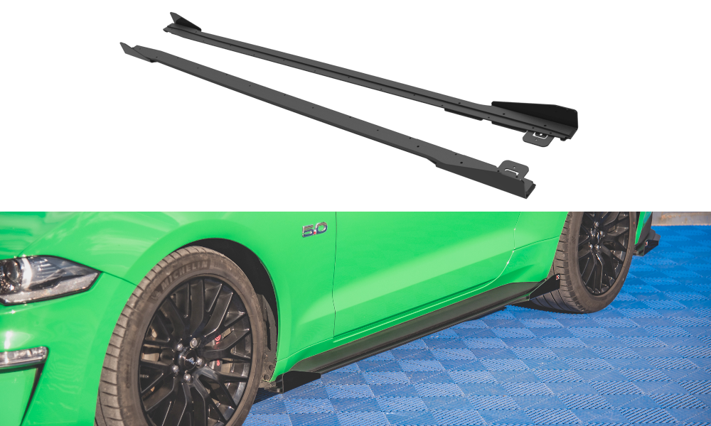 Image of Side Skirts Diffusers V.1+Flaps Ford Mustang GT MK6 Fl-GB V1