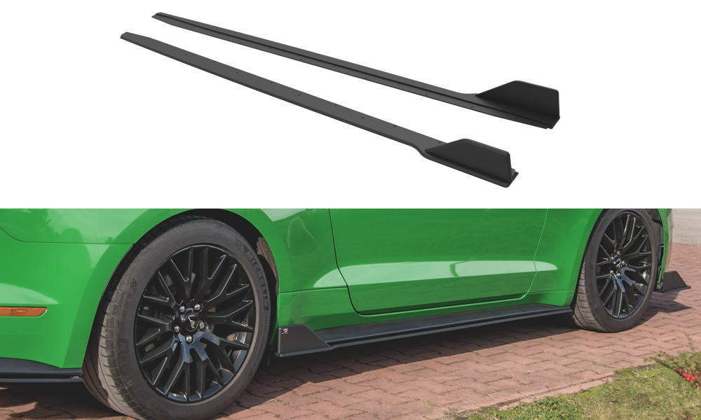 Image of Side Skirts Diffusers V.2 Ford Mustang GT MK6 Facelift-Black