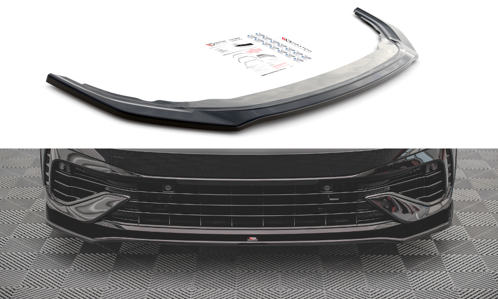 Image of Front Splitter V.3 Volkswagen Golf R MK8 - Gloss Black