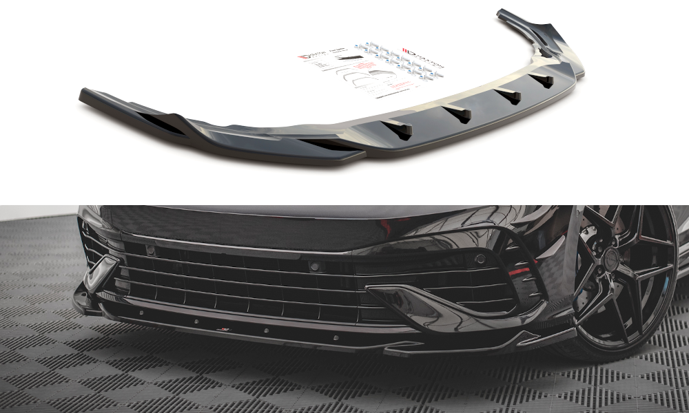 Image of Front Splitter V.4 Volkswagen Golf R MK8 - Gloss Black