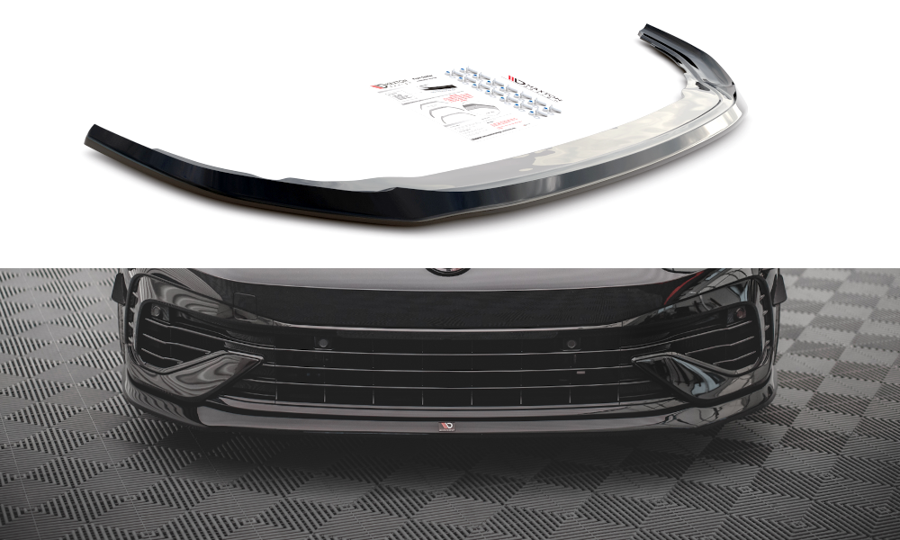 Image of Front Splitter V.5 Volkswagen Golf R MK8 - Gloss Black