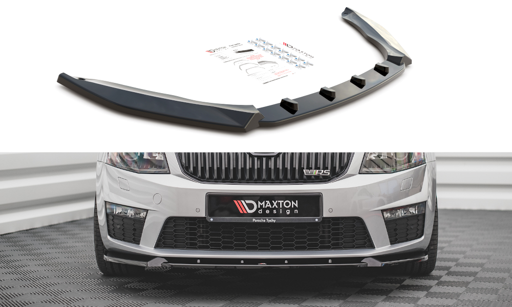 Image of Front Splitter V.3 Skoda Octavia RS MK3 - Gloss Black