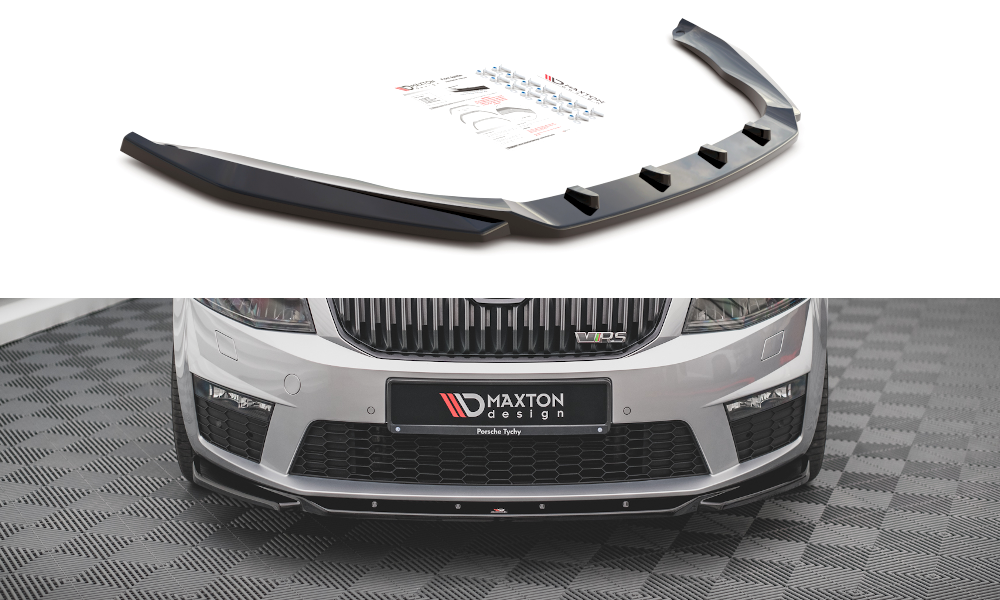 Image of Front Splitter V.4 Skoda Octavia RS MK3 - Gloss Black