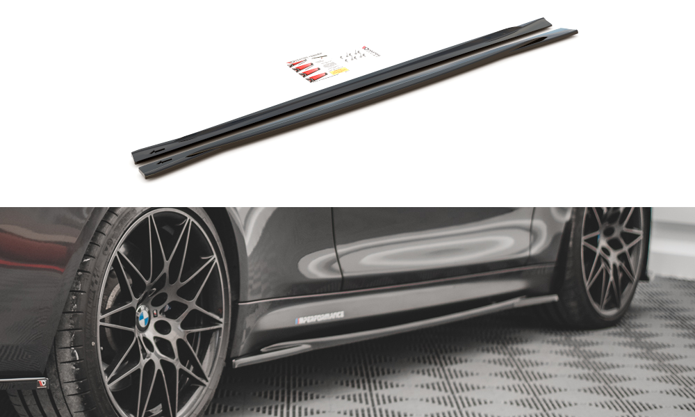Image of Side Skirts Diffusers BMW M4 F82 - Gloss Black V2