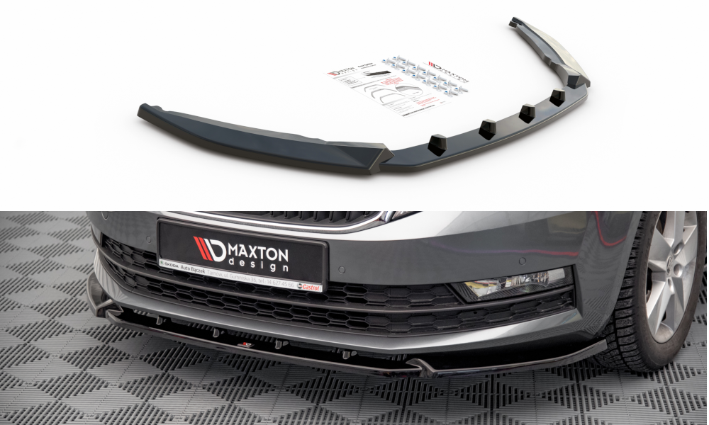 Image of Front Splitter V.1 Skoda Octavia MK3 Facelift - Gloss Black
