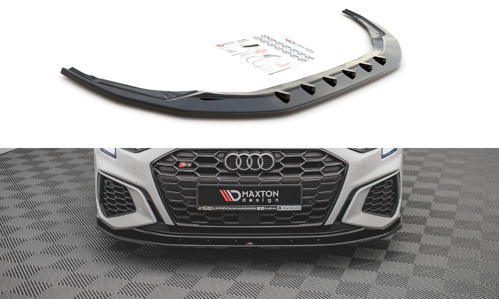 Image of Front Splitter V.1 Audi S3 / A3 S-Line 8Y - Gloss Black