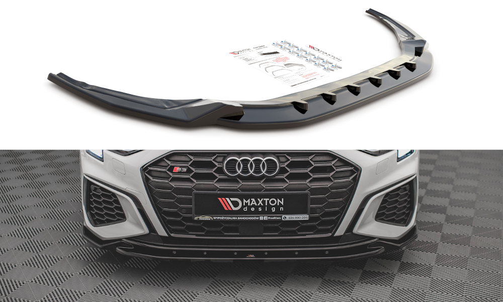 Image of Front Splitter V.2 Audi S3 / A3 S-Line 8Y - Gloss Black