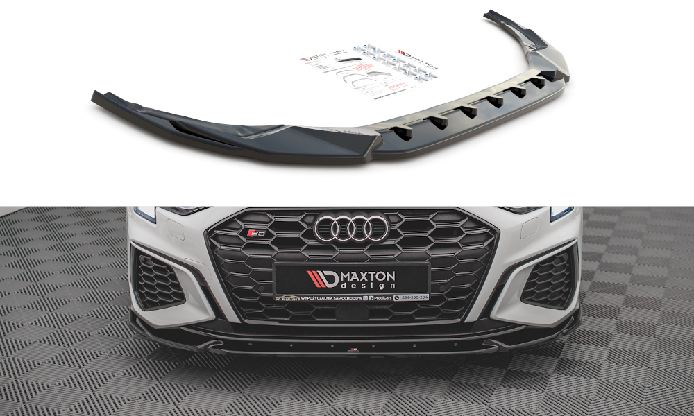 Image of Front Splitter V.3 Audi S3 / A3 S-Line 8Y - Gloss Black