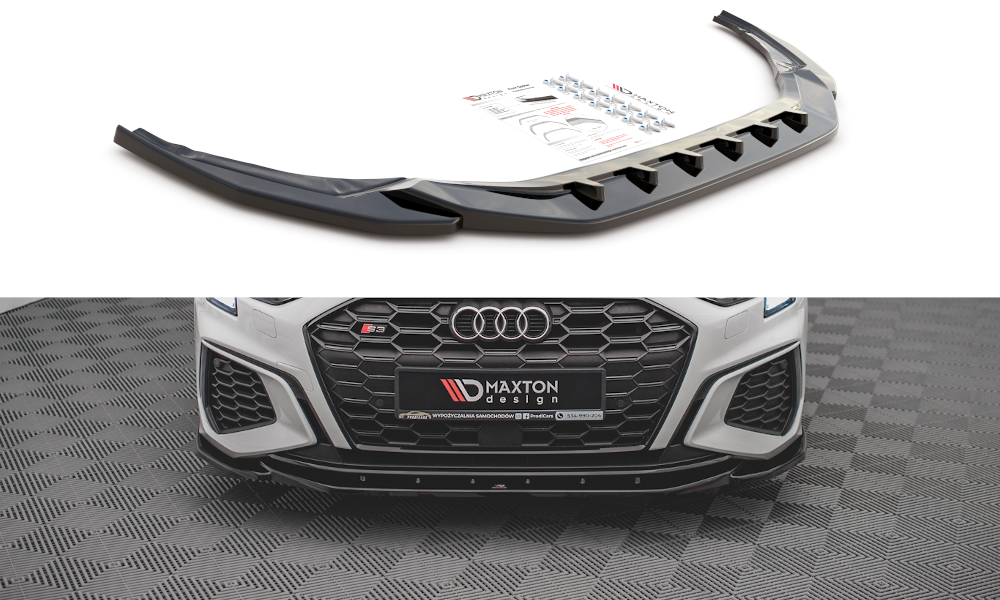 Image of Front Splitter V.4 Audi S3 / A3 S-Line 8Y - Gloss Black