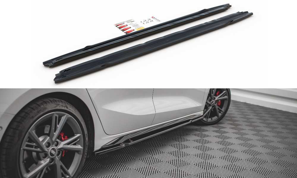 Image of Side Skirts Diffusers Audi S3 / A3 S-Line 8Y - Gloss Black