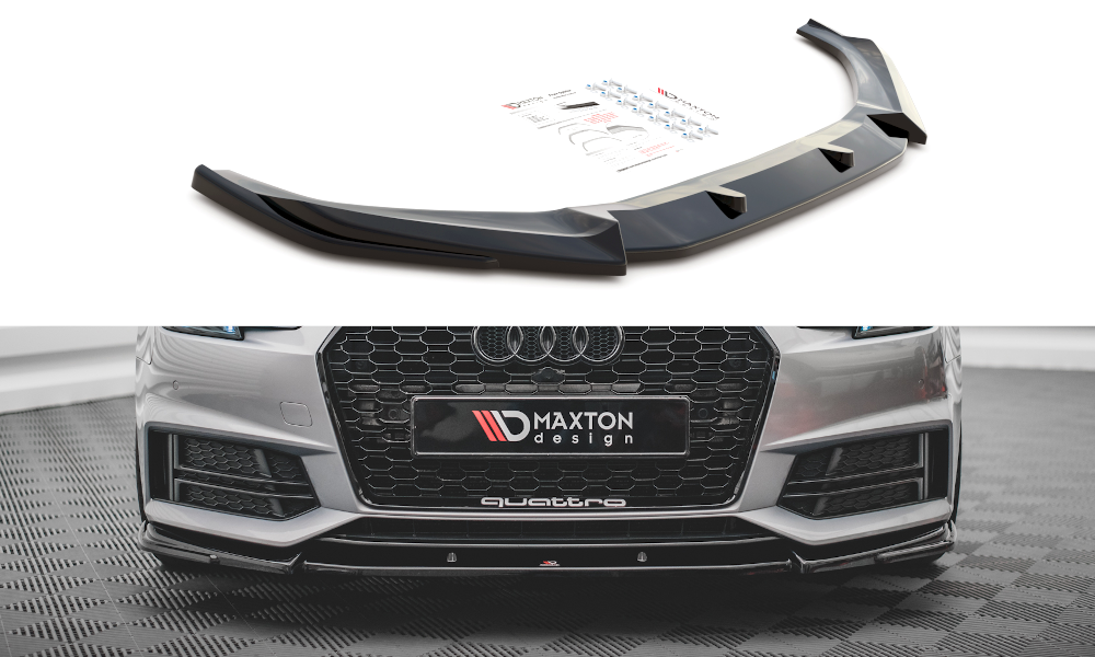 Image of Front Splitter V.3 Audi S4 / A4 S-Line B9 - Gloss Black