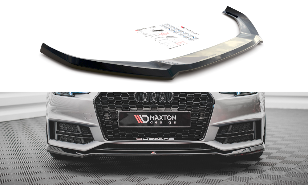 Image of Front Splitter V.4 Audi S4 / A4 S-Line B9 - Gloss Black