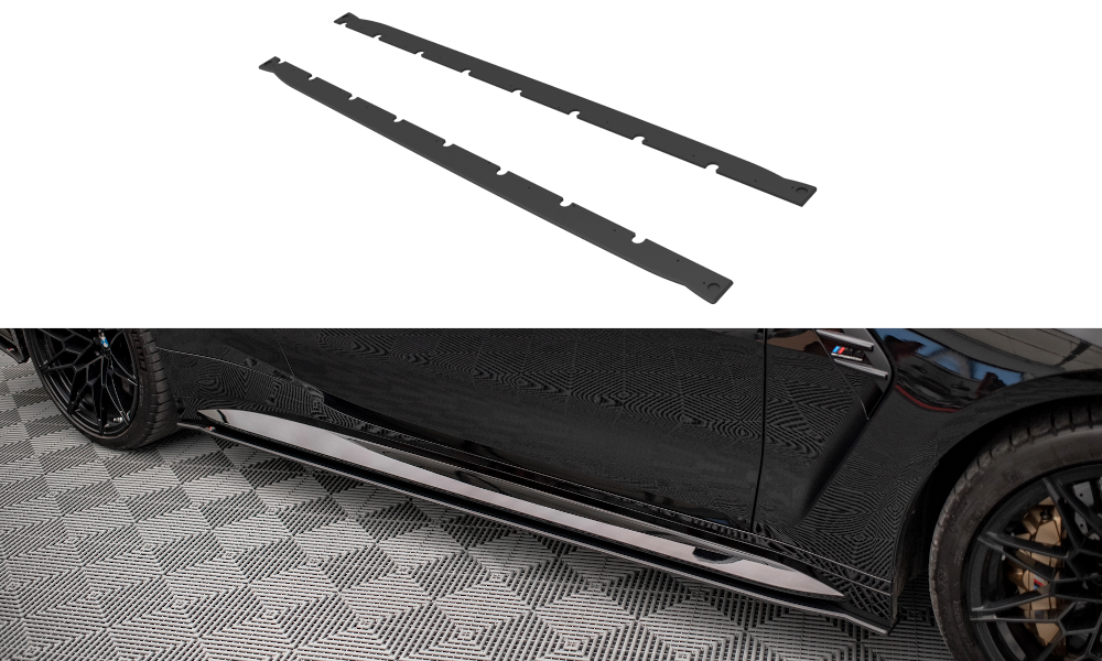 Image of Street Pro Side Skirts Diffusers BMW M4 G82 Red Line