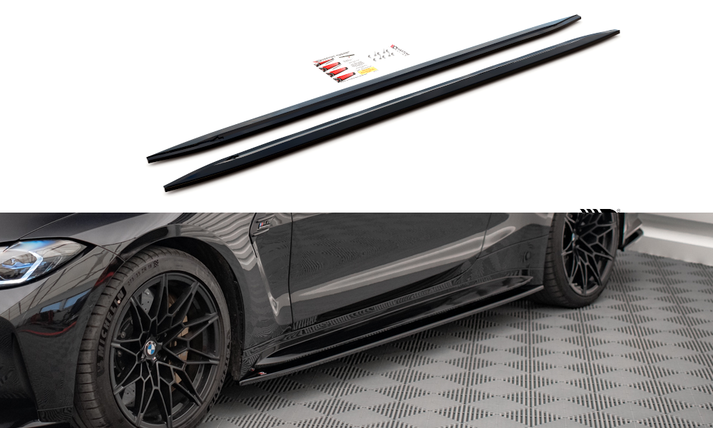 Image of Side Skirts Diffusers V.2 BMW M4 G82 - Gloss Black