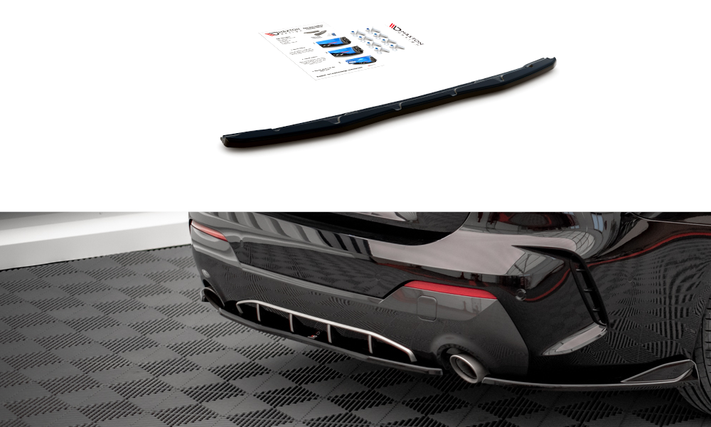 Image of Central Rear Splitter For BMW 4 M-Pack G22 - Gloss Black