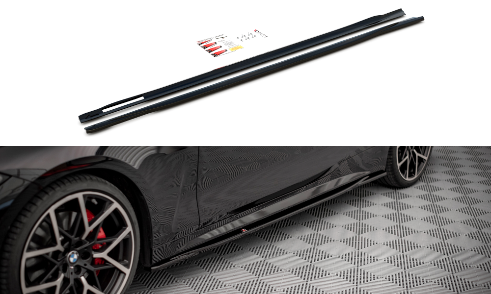 Image of Side Skirts Diffusers V.3 BMW 4 M-Pack G22 - Gloss Black