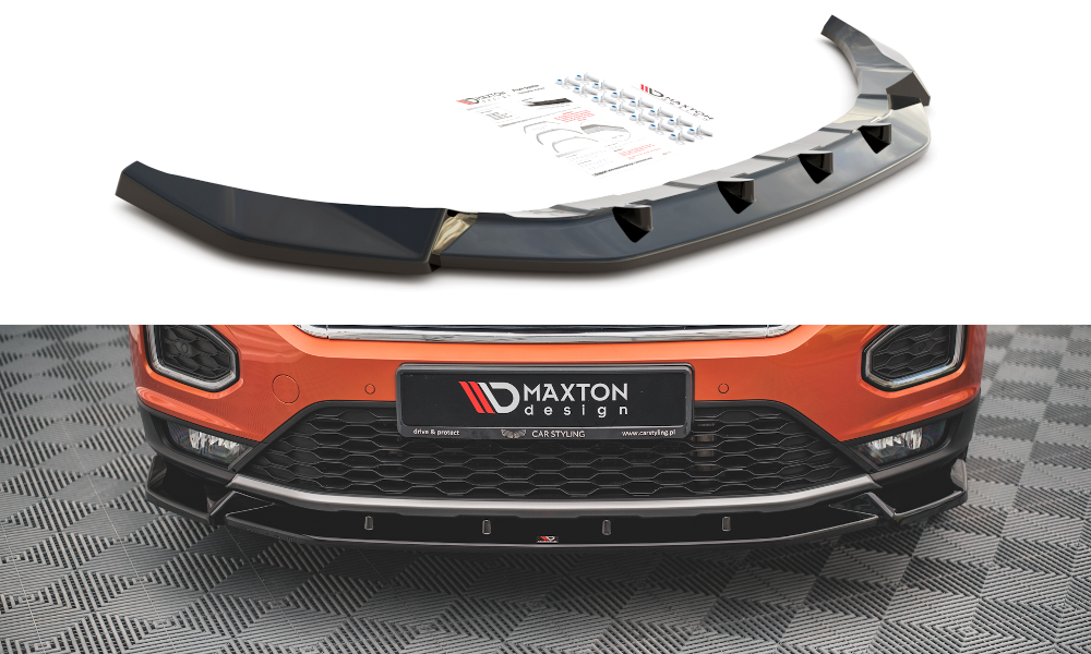 Image of Front Splitter V.2 Volkswagen T-ROC MK1 - Gloss Black