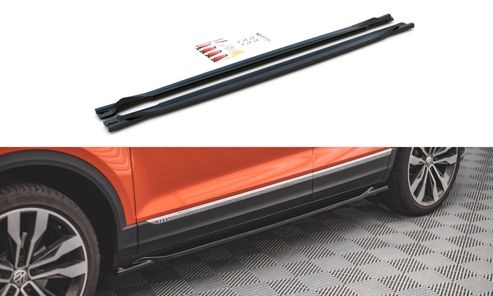 Image of Side Skirts Diffusers Volkswagen T-ROC MK1 - Gloss Black