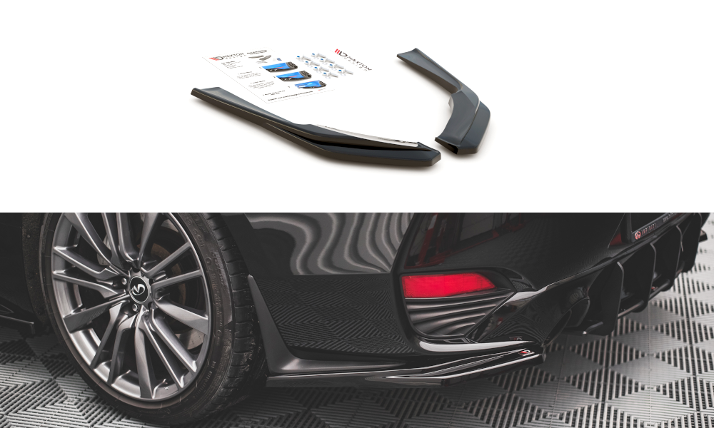 Image of Rear Side Splitters Infiniti Q60 S MK2 - Gloss Black