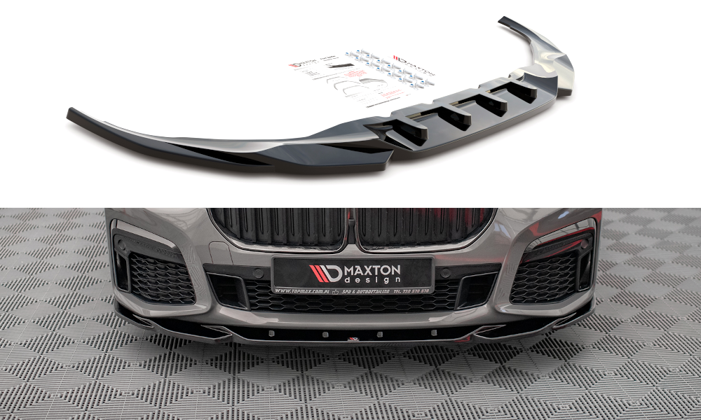 Image of Front Splitter V.2 BMW 7 G11 M-Pack Facelift - Gloss Black