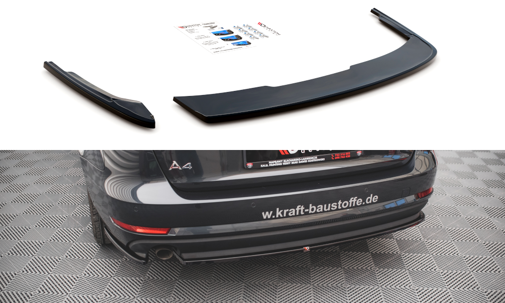Image of Rear Side Splitters Audi A4 Avant B9 - Gloss Black